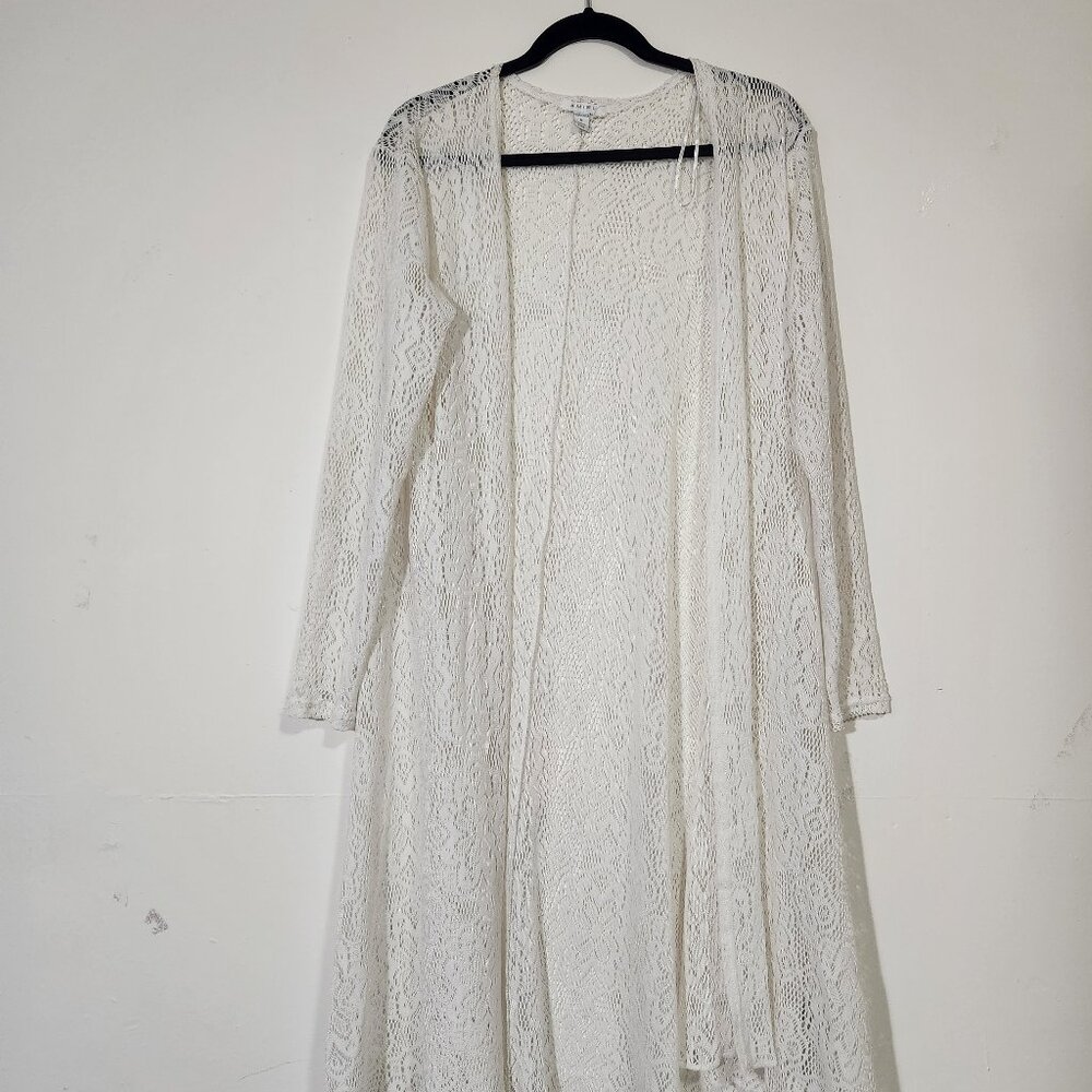 White crochet lace summer robe, M size